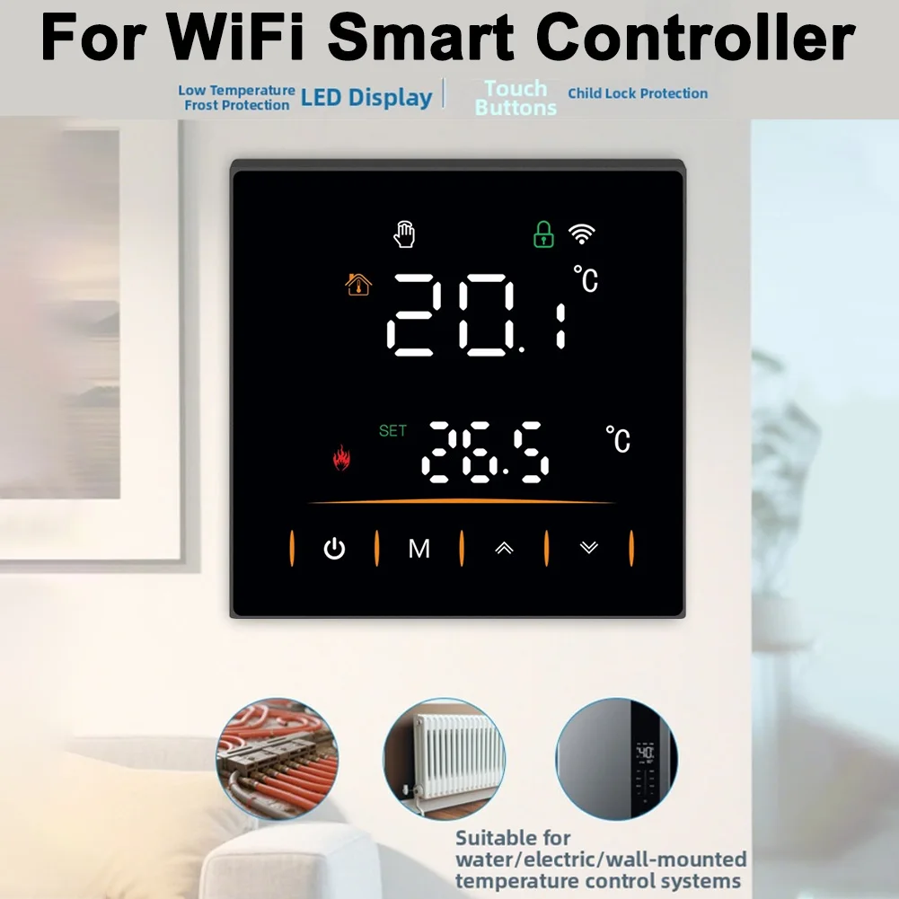 

Programmable WiFi Thermostat for Water Floor Heating and Gas Hot Water Boiler with Real Time Temperature Control