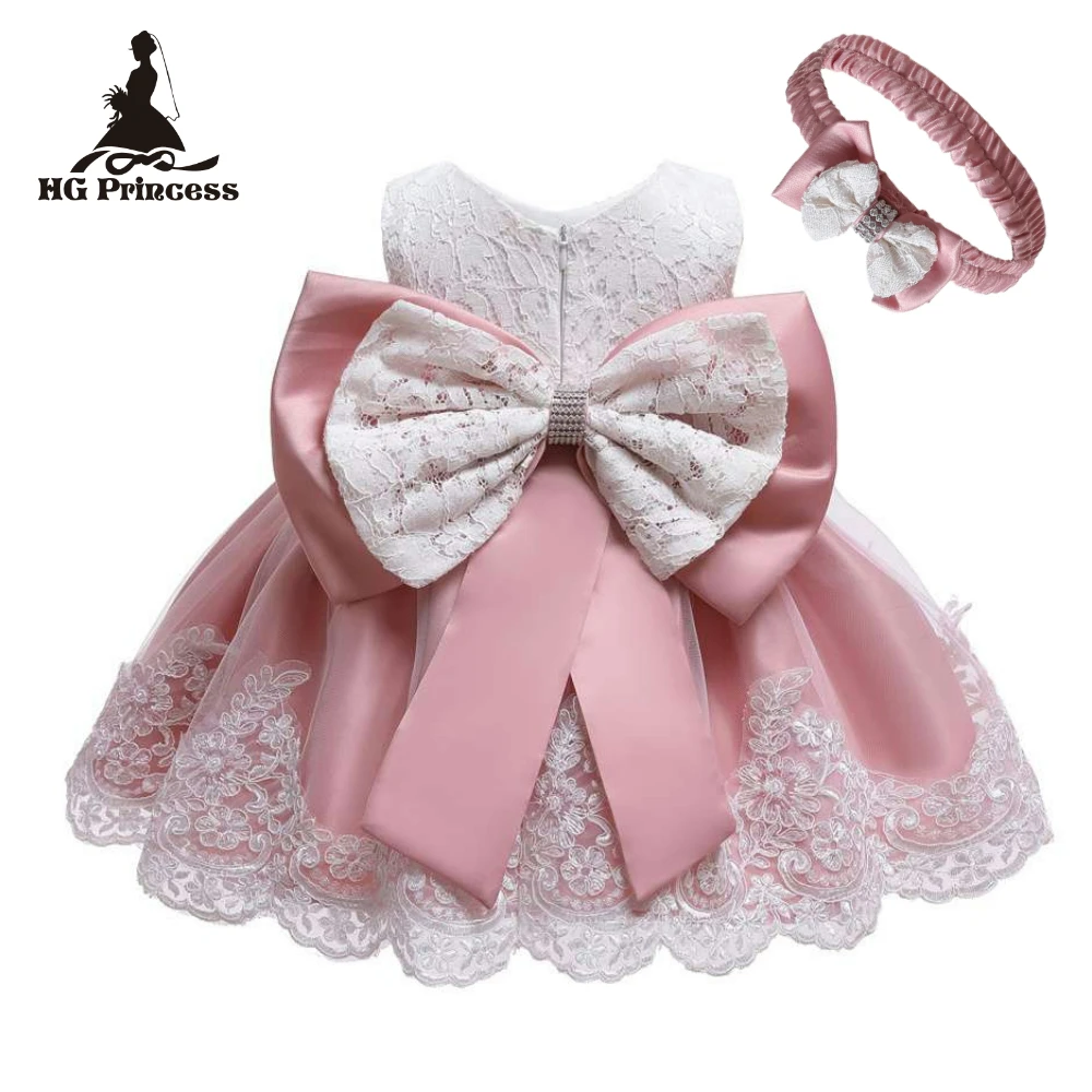 Girl Party Dress Newborn  Lace Patchwork Princess Dresses For Baby Girls 1st Birthday Children Costume Infant Clothes Wholesales