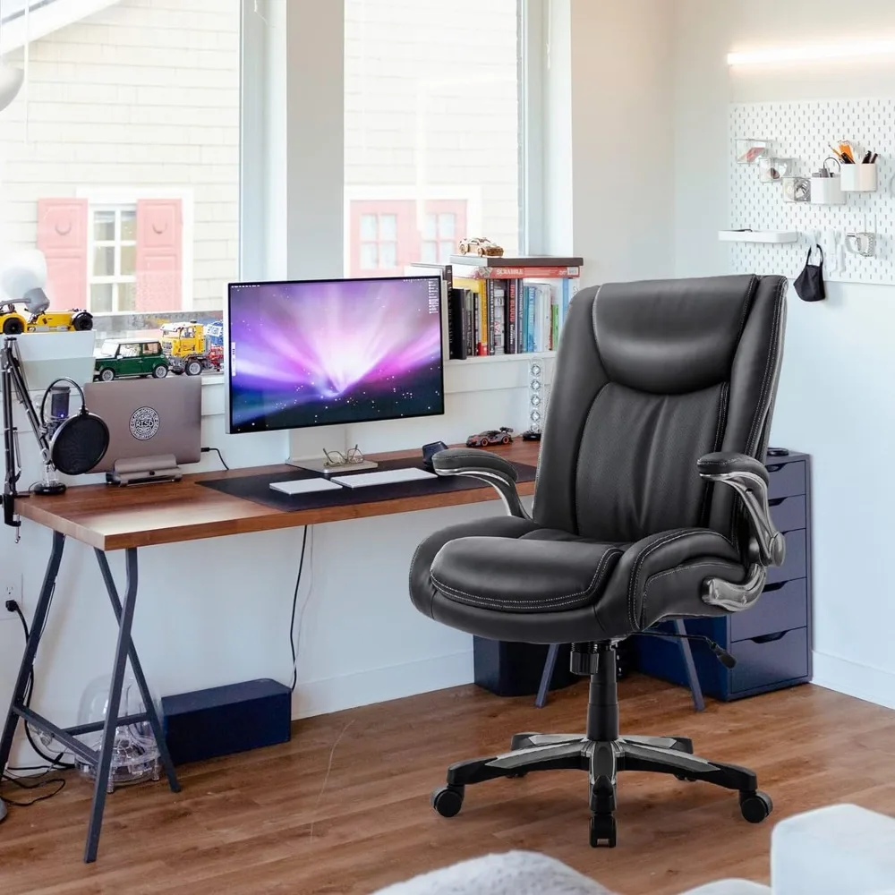 Chaise de bureau à dossier haut, bras rabattables, siège d'optique large, grande et grande taille, 400 artériel, bureau exécutif