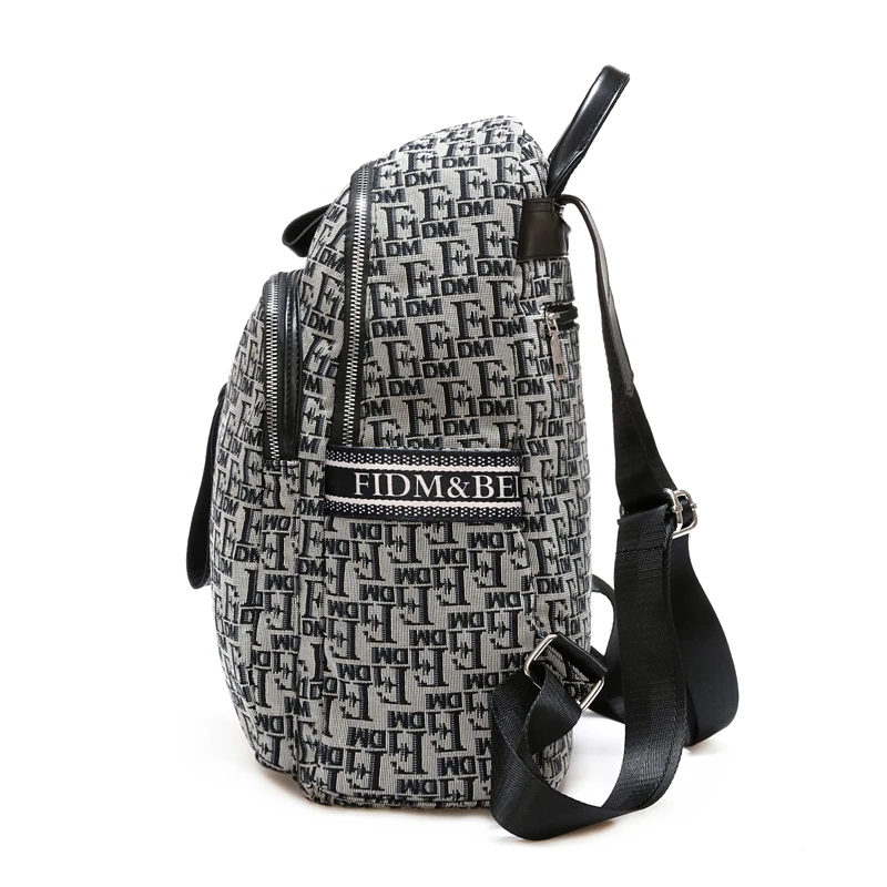 Texture trend preparation jacquard fabric vintage letter-printed women\'s backpack, lightweight all-match travel backpack