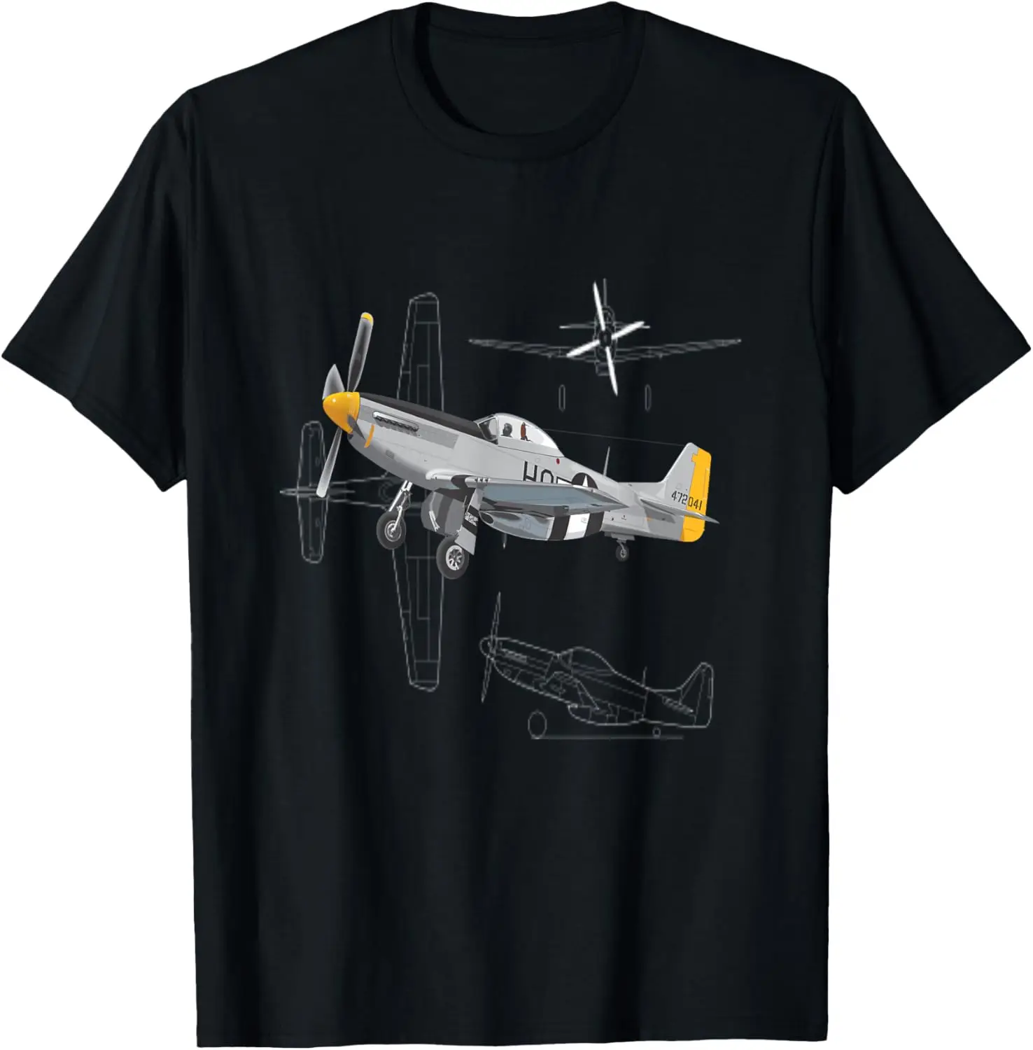 

P-51 Mustang WWII US Military Fighter Jets T-Shirt Short Sleeve Casual 100% Cotton Shirt