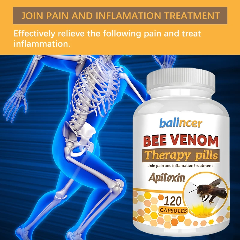 Natural bee venom extract - soothing capsules for mobility and flexibility, antioxidant, natural, safe, effective and non-GMO