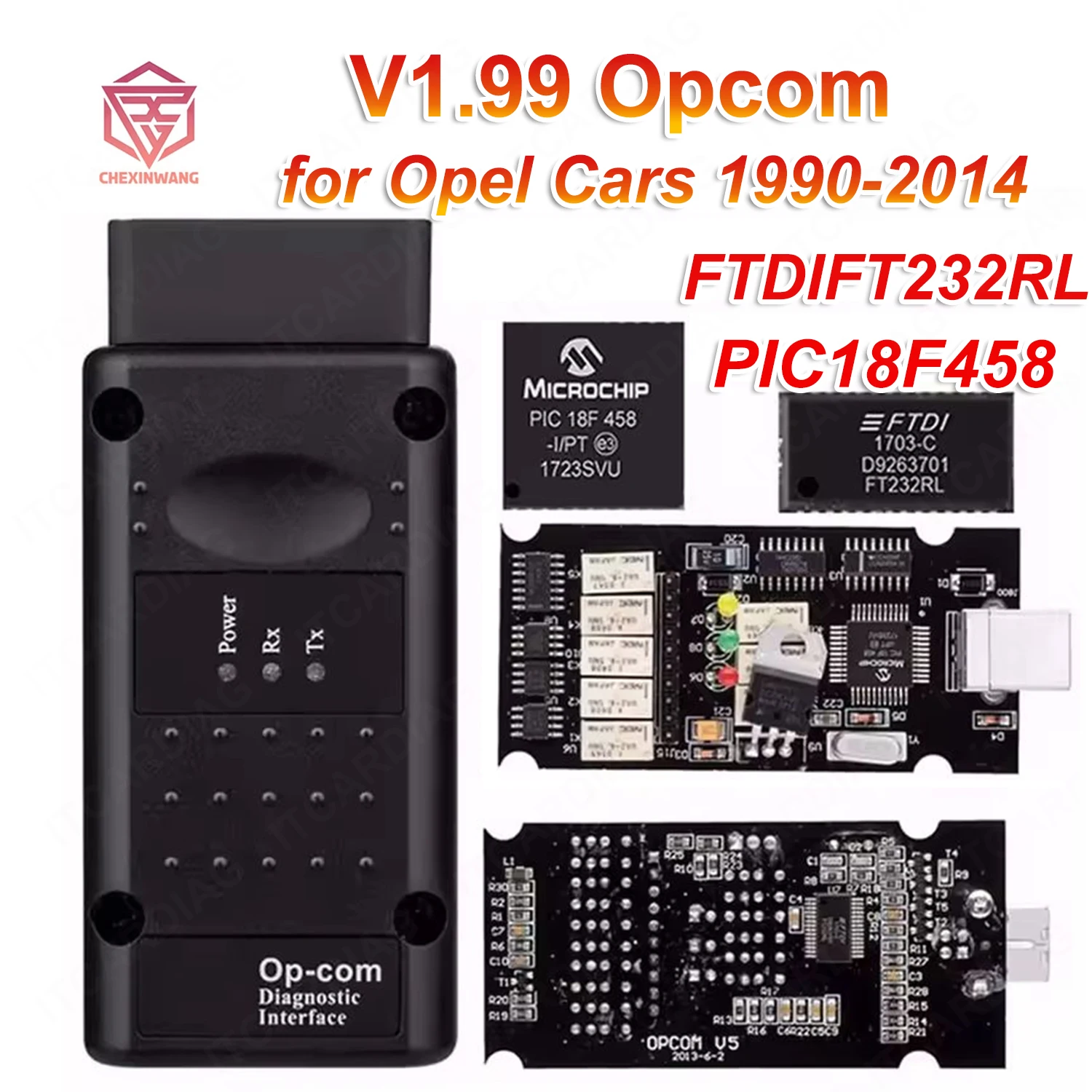 

Newest Opcom 1.99 For Opel Full Chip OP-COM V1.99 FTDI PIC18F458 Can Bus OBD 2 OBD2 Car Diagnostic Cable Tool