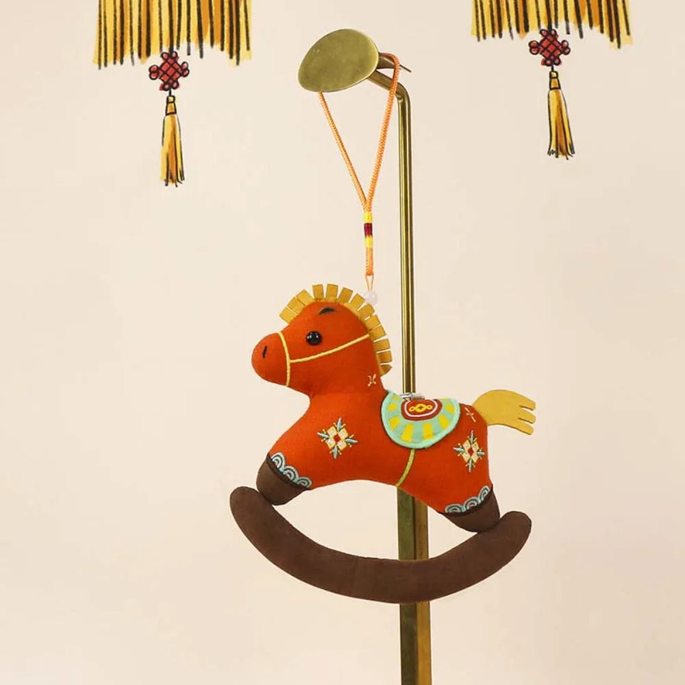 Cute 2026 New Year Pendant Hanging Plush Horse Bag Pendant Lucky Red Spring Festival Decor for Car