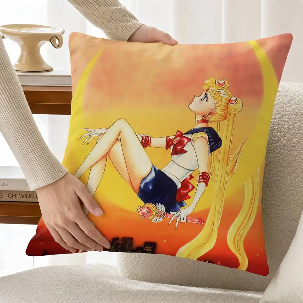 Magical Girl Anime S-Sailor Moon Customizable Square Cushion Cover Double Sided Print Pillow Case