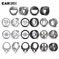 EARKUO Zirconia Cat Shark Ear Tunnels Plugs Stretchers Body Piercing Jewelry Earring Expanders Gauges 2PCS