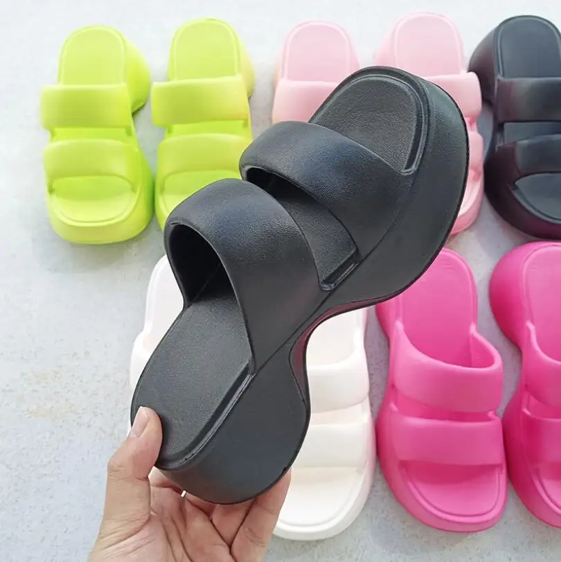 2024 New EVA Slippers Women\'s Summer Outdoor Fashion Thick Sole High Heel Sandals Ladies Beach Slippers Flip Flops