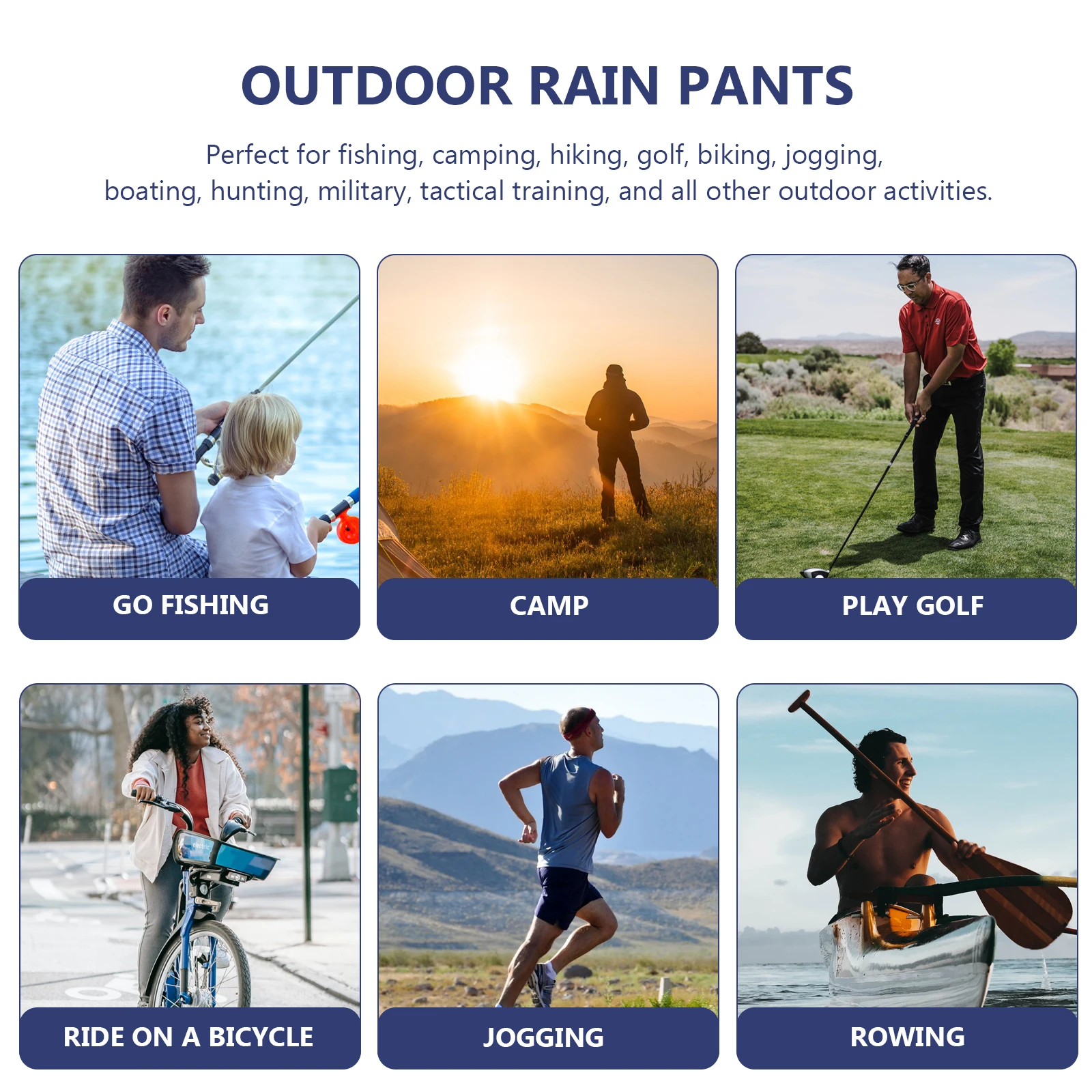 

Double Layer Outdoor Cycling Pants Rainproof Waterproof Motorcycle Riding Rain Pants Fishing Trousers for Camping Hiking Climbin