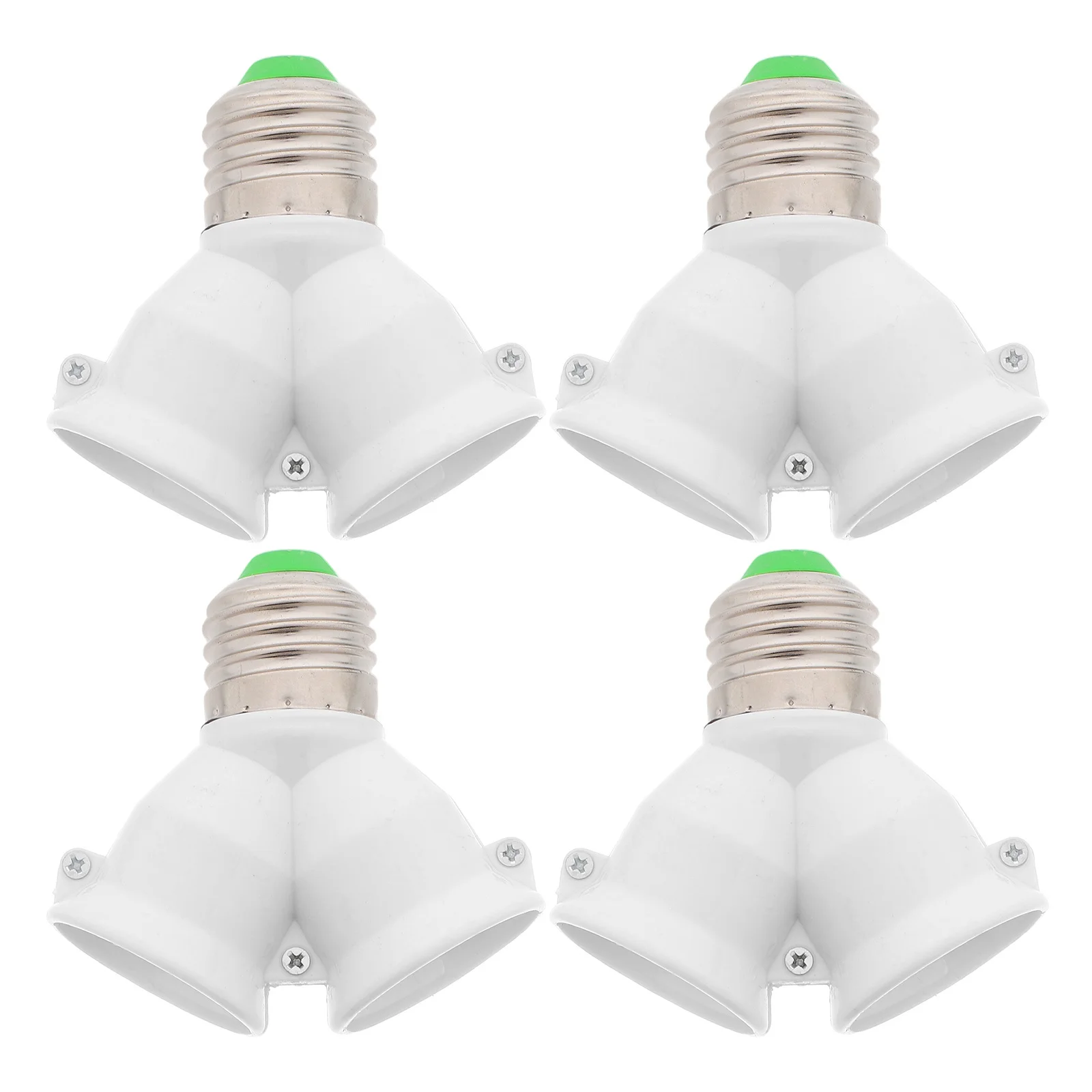 

4Pcs Dual Socket Adapter E27 Lamp Holder Converter Durable Plastic Splitter Lamp Base Replacement for Home Office Lighting
