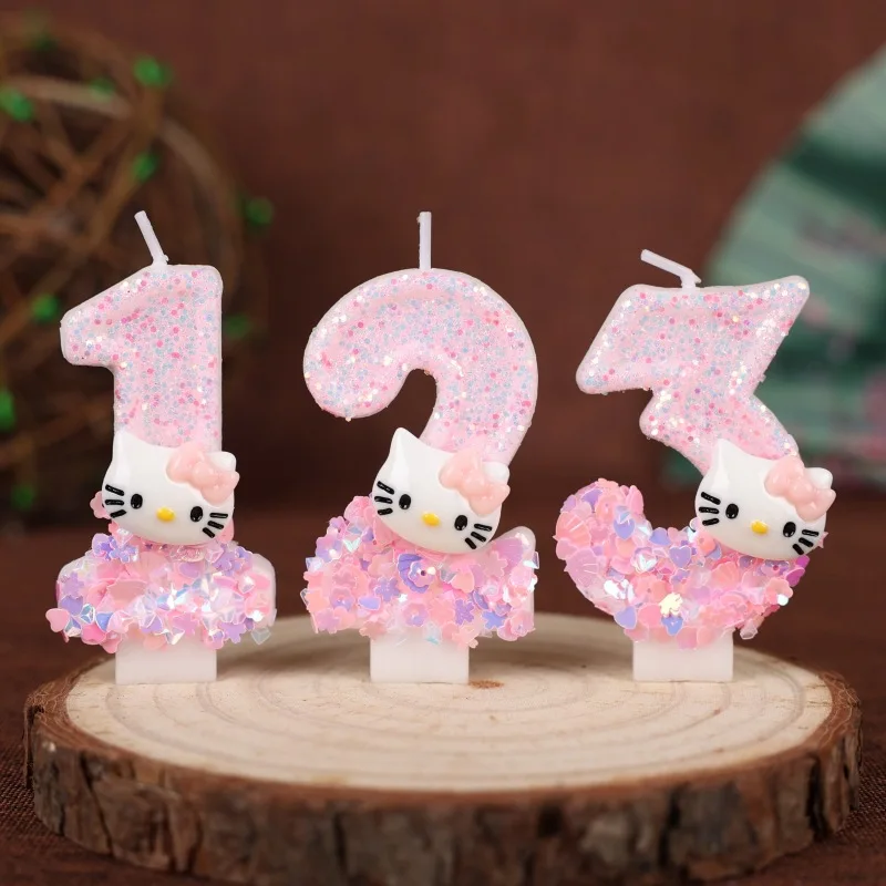 Handgemachte digitale Geburtstagskerze Kuchen Partydekoration DIY Katzenkopf 0-9 Zahlen