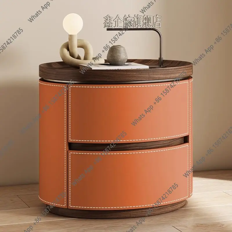 

Designer Italian minimalist solid wood bedside table, high-end sense of creativity, second-hand bedside storage cabinet