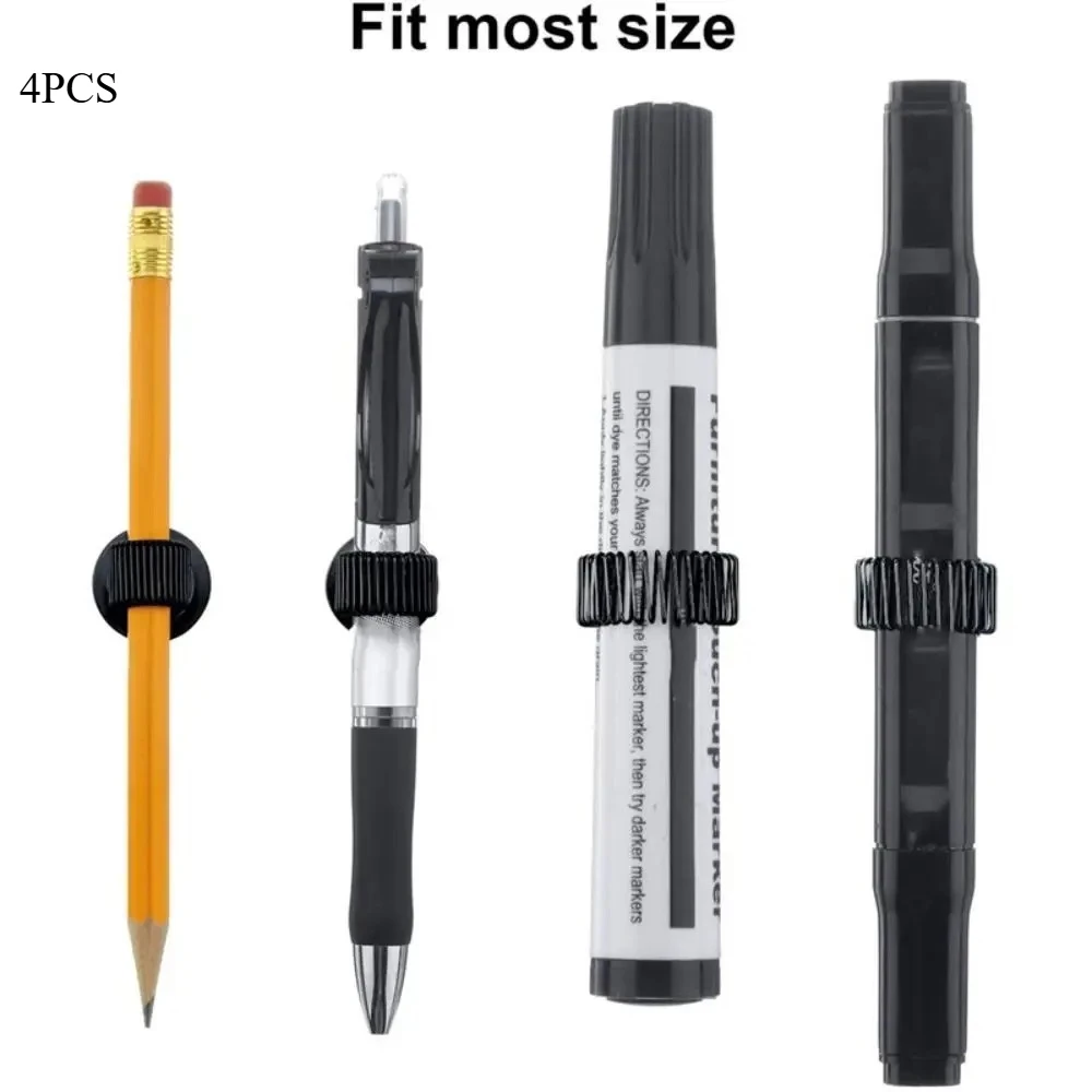 4Pcs Metal Spring-loadedPen Insert MultifunctionalPen ClipPen Holder Clips Self Adhesive SteelPen Holder Desktop Storage