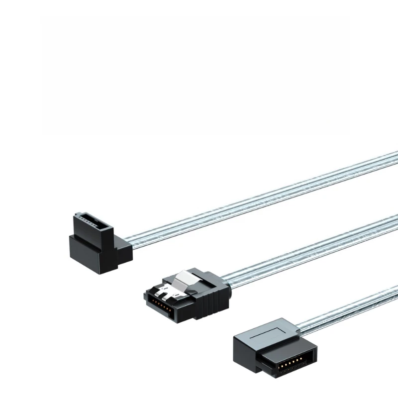 SATA III 3.0 Short Hard Disk Data Cable,90 Degree Left / Right / Up / Down Bend,Silver Plated Aluminum Foil Dual Channel 10-50cm