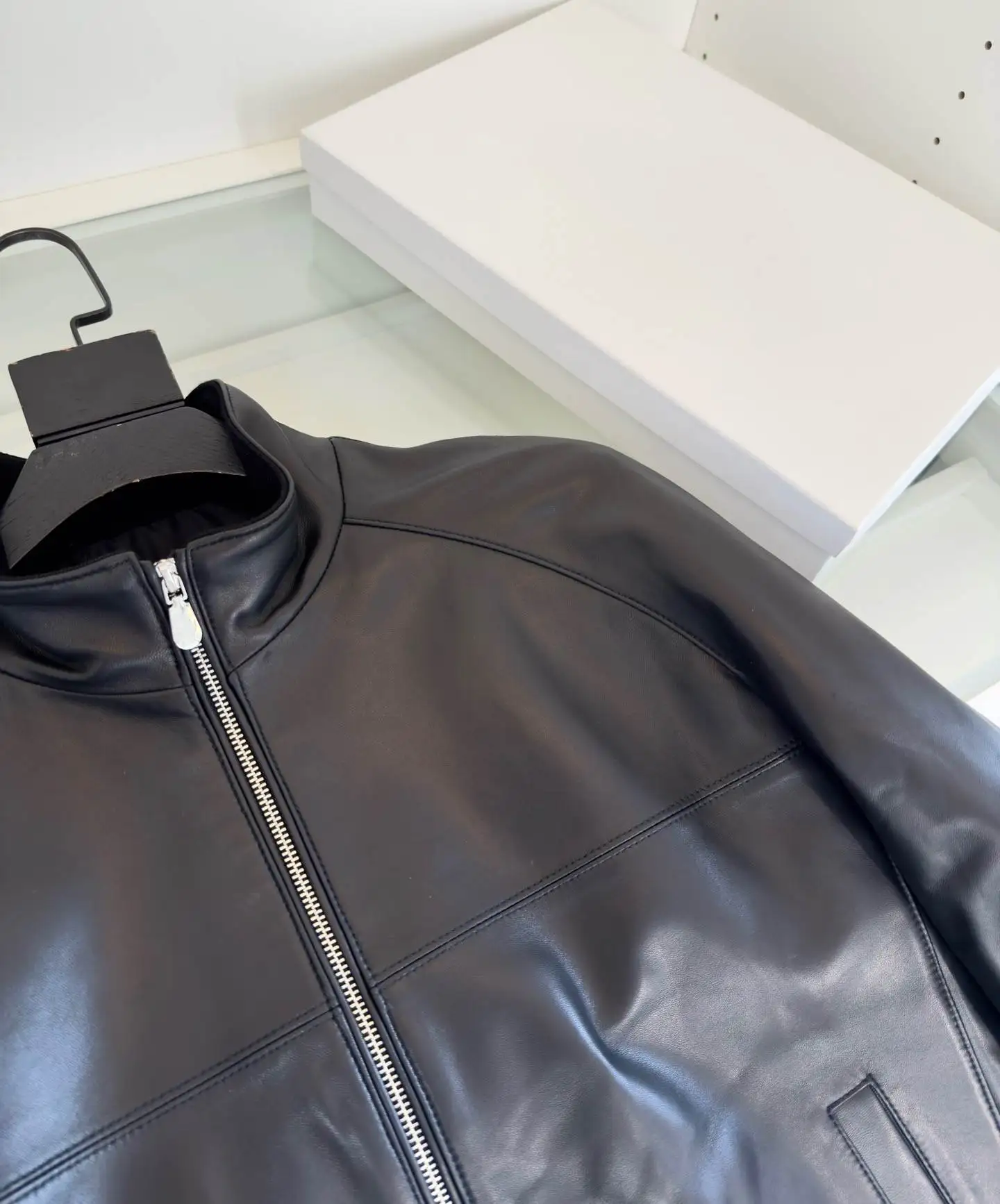 Nieuw klassiek lamsleren herenjack, raglanmouwen met opstaande kraag, veelzijdige casual bovenkleding