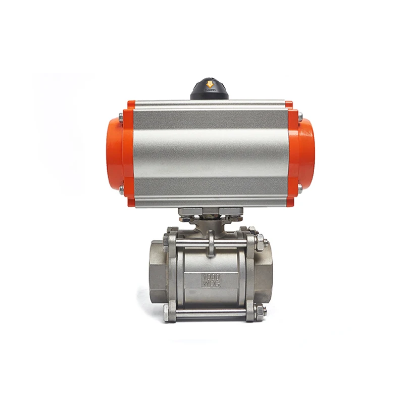 

1-1/2" Three piece High Platform Pneumatic Ball Valve 304 Stainless steel Q611F-16P Double Acting Cylinder