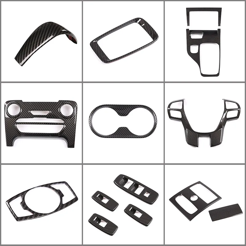 For Ford Ranger Wildtrak 2015-21 Carbon Fiber Car Center Control Shift Panel Steering Wheel Glass Lift Frame Sticker Accessories