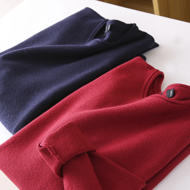 

Spring Autumn Men's round Ne Base irt Wool Blend Thiened Long Sve Youth Vitali Sle Basic ular Knitted Sweater