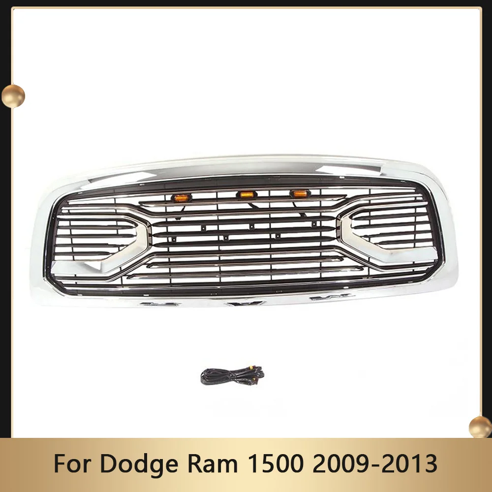 

Big Horn Style Front Grill With Letters& Lights For Dodge RAM 1500 2009-2013 Racing Grille Bumper Grid Grills Body Accessories