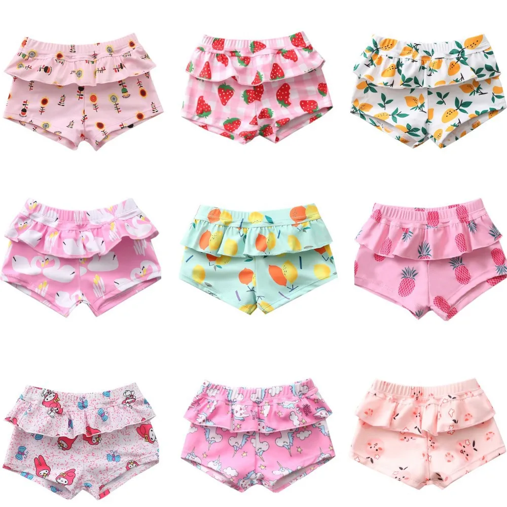 HappyFlute New Swimming Pants Breathable Summer Four Sizes Cute Graphic Lace Design For Girls Swimming Trunks