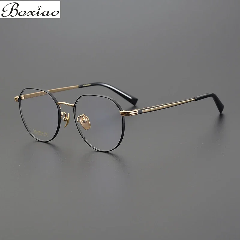 51 Yards Full-frame Leisure Organ Spring Leg Men's Pure Titanium Glasses Frame Ultra-light Business Glasses Frame Retro Round