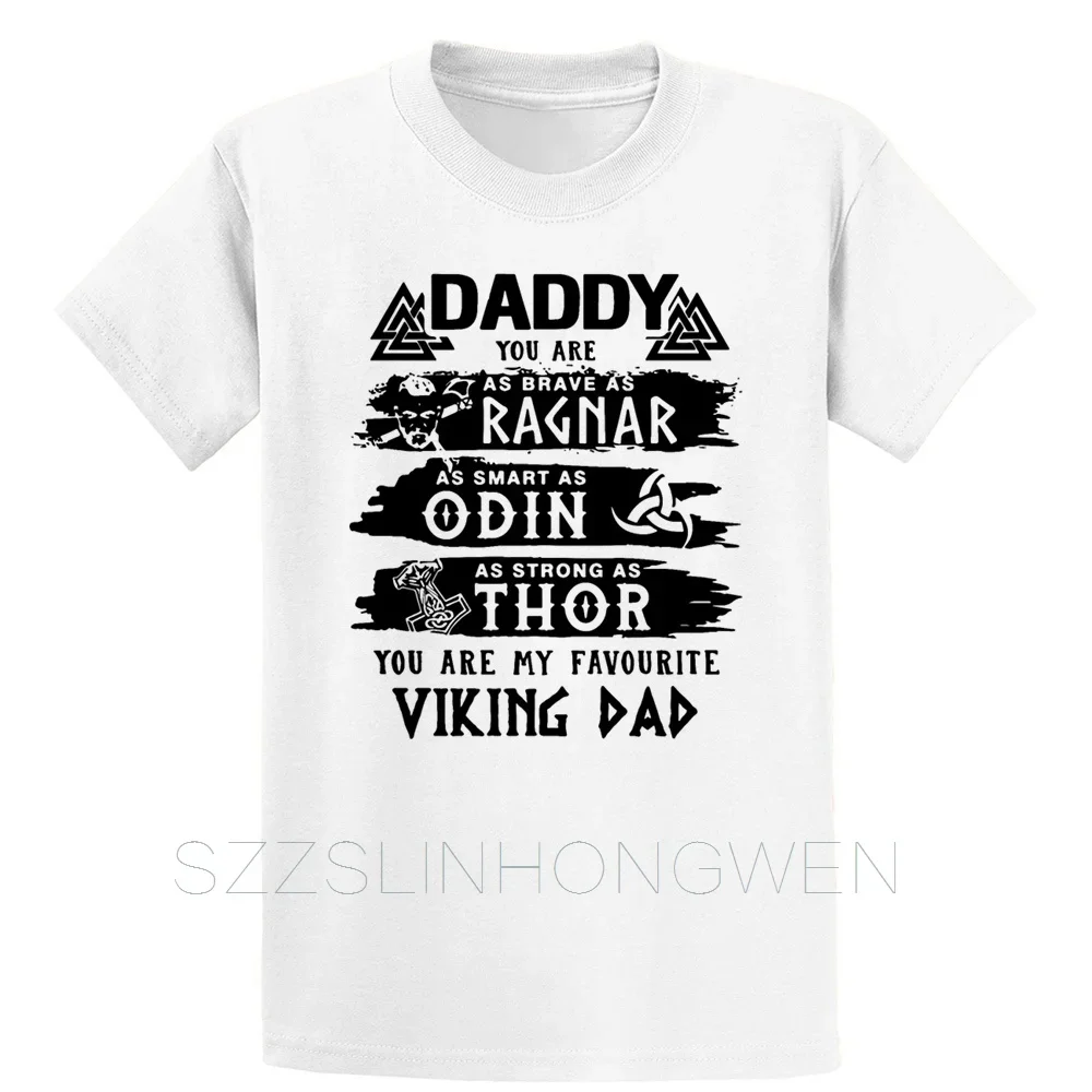 Daddy You Are As Brave As Ragnar As Smart T Shirt Casual Loose Printing Vintage Round Collar Unisex Spring Cotton Shirt