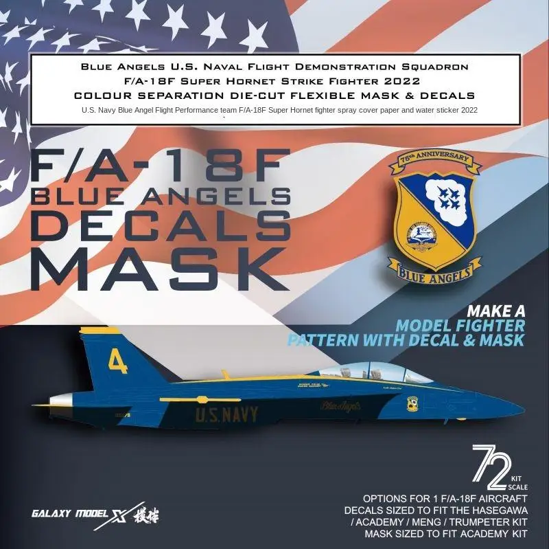 

Galaxy D72019 1/72 BLUE ANGELS U.S. NAVAL FLIGHT DEMONSTRATION SQUADRON F/A-18F SUPER HORNET STRIKE FIGHTER 2022