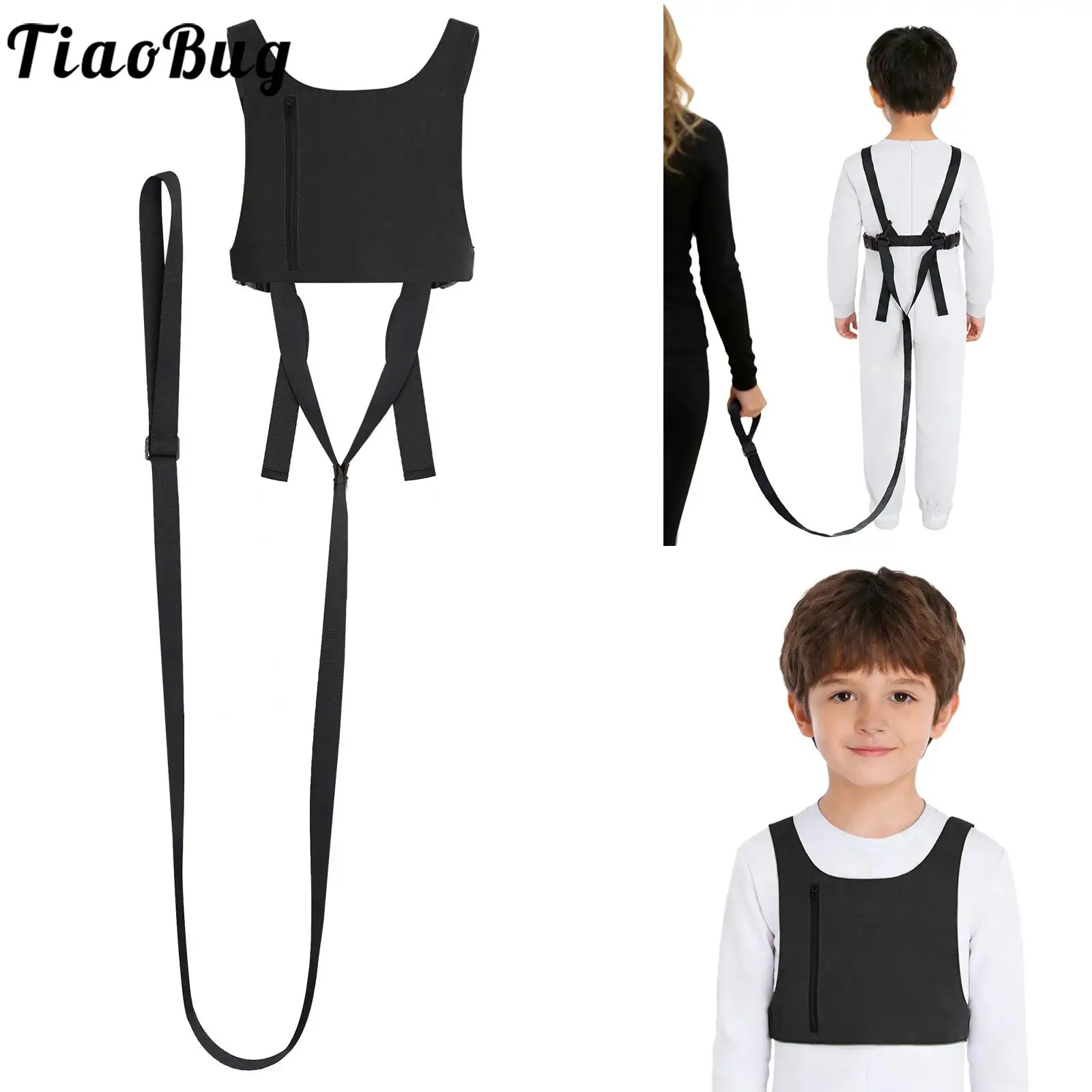 Children Special Needs Adaptive Clothing Sleeveless Zipper Back Reflective Stripes Safety Vest Waistcoat with Adjustable Harness