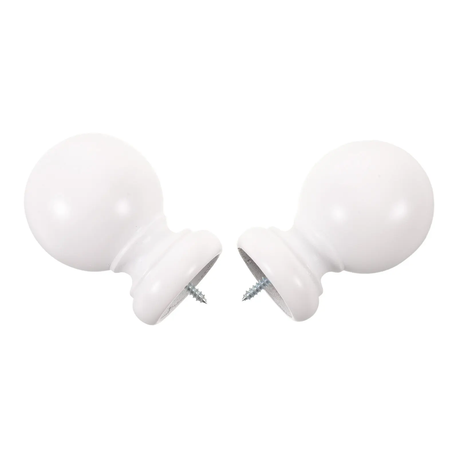2Pcs Wood Curtain Rod Finials Screw on Replacement Ball End Caps for 35Mm Pole Decorative Finials Window Treatment Living