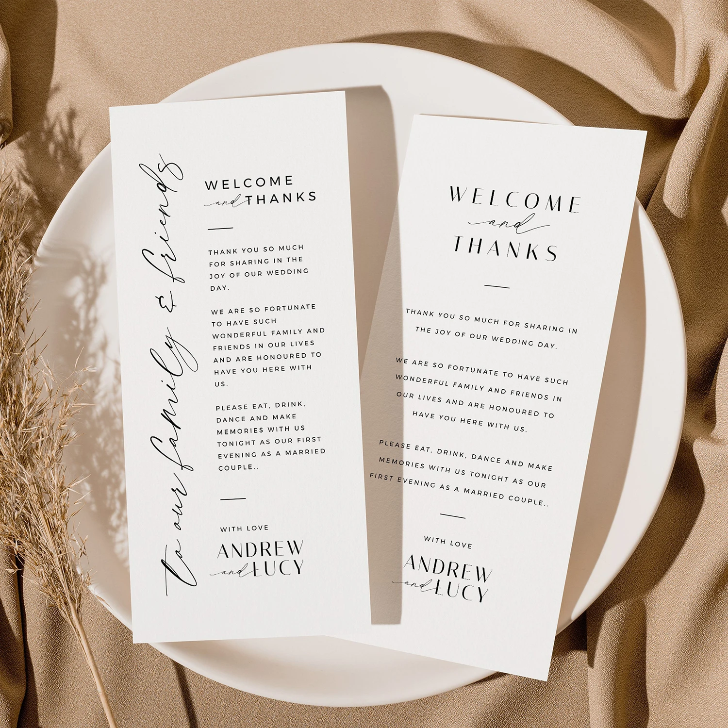 Personalized Table Card Wedding Table Decor Custom Thank You Place Card Minimalist Wedding Invitations Editable Place Setting view 2