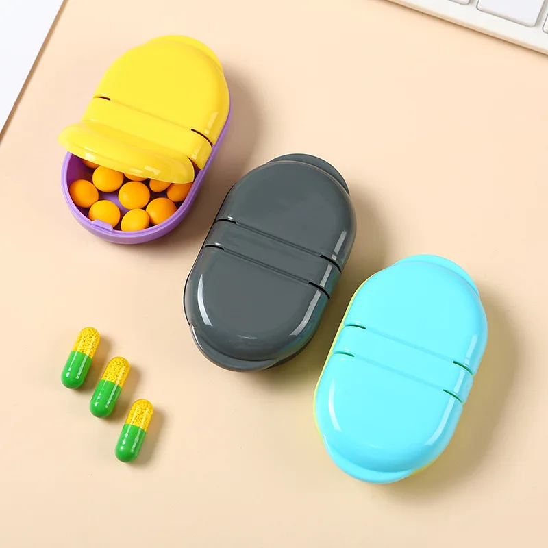 

Портативная дорожная аптечка с откидной крышкой, органайзер с двумя отделениями для утренних и вечерних лекарств, персональный футляр для хранения