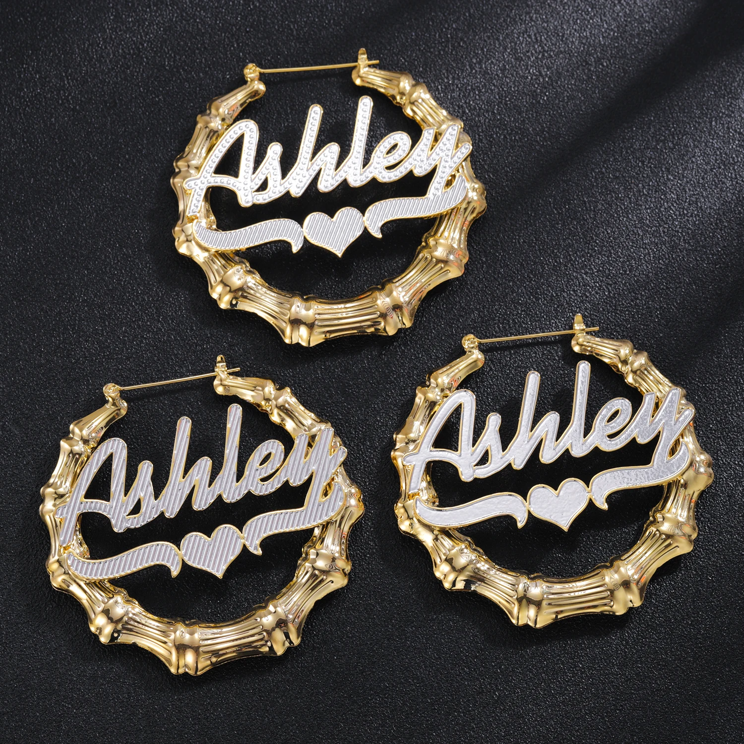 Women Earrings Custom Name Earring 18K Gold Plated Stainless Steel Earrings Bamboo Earrings Hoop Earring 2023 Jewelry For Women