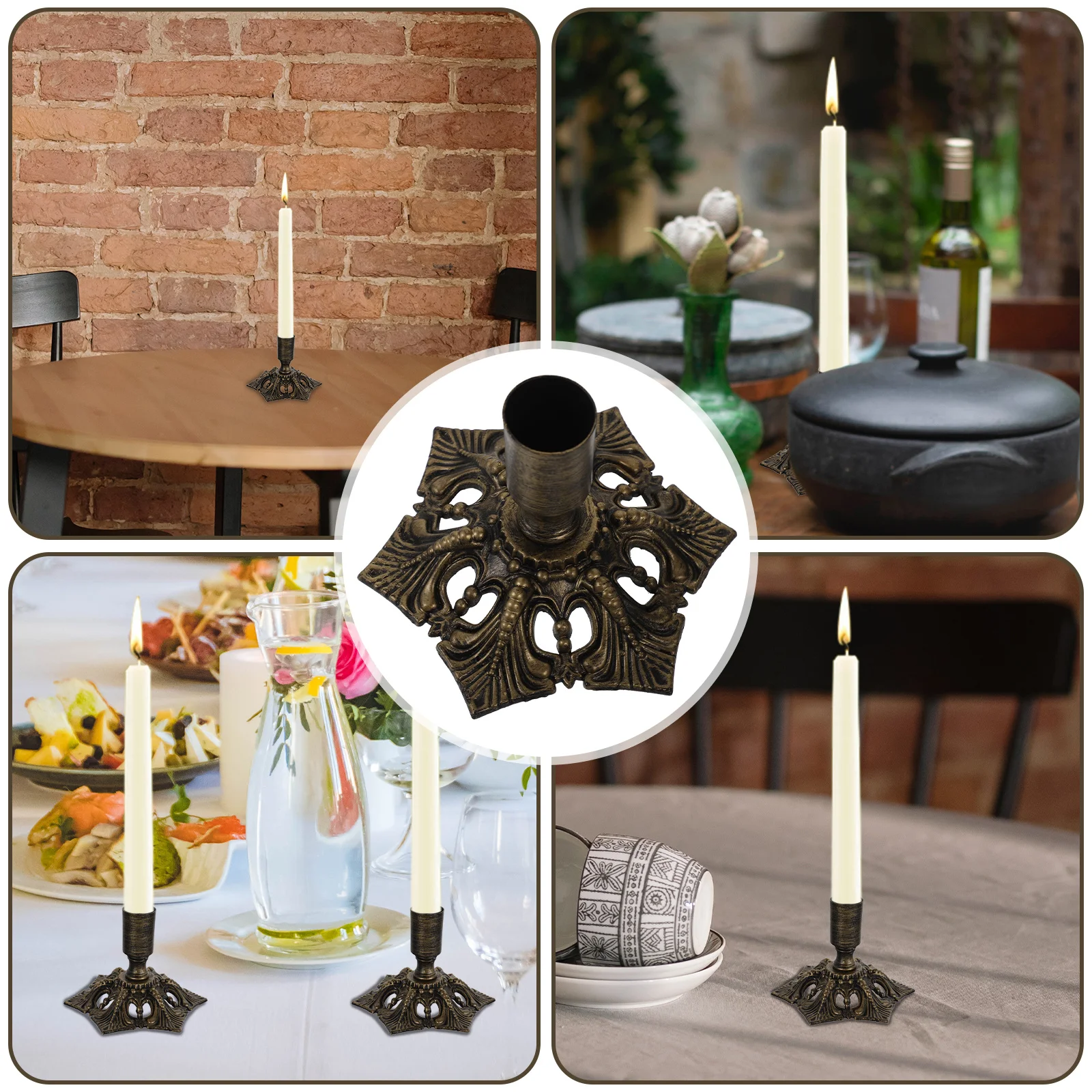 

Vintage Metal Stick Holder Retro Taper Decorative Stand for Home Wedding Xmas Gift Stick Holder Vintage