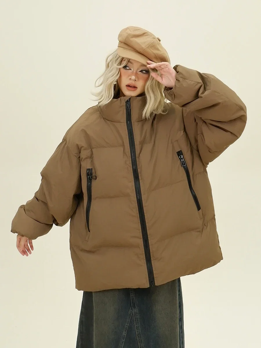 

Stand-up Collar Parkas Women's 2024 Winter New Loose Bf American Trendy Brand Warm Thickened Jackets