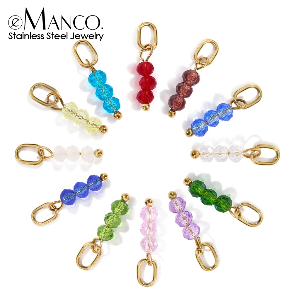 EMANCO Fashionable Colored Crystal Anti Hypoallergenic Stainless Steel Charms Can Be Made into Women's DIY Necklaces and Bracele