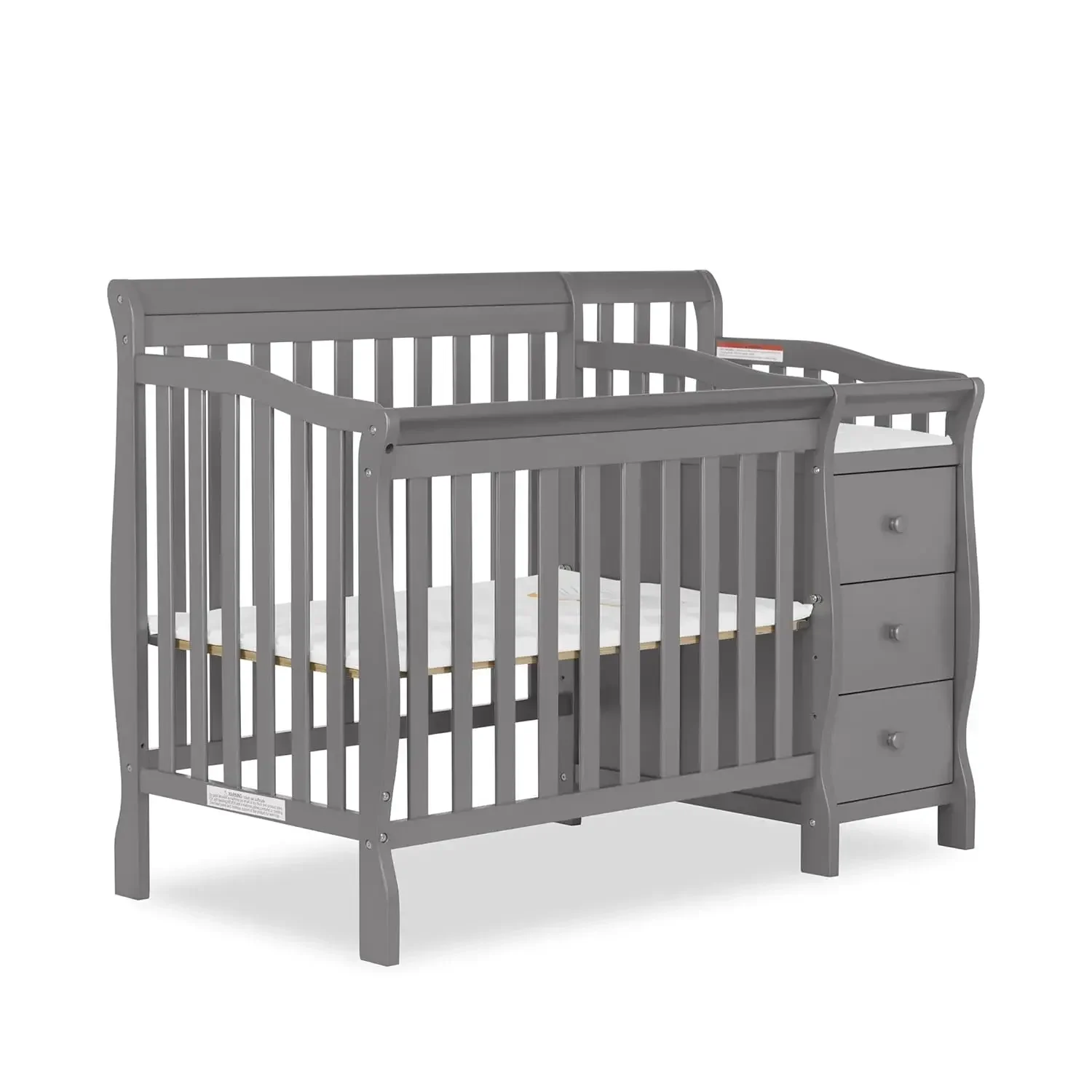 

Jayden 4‑in‑1 Mini Convertible Baby Crib & Changer with Storage, Steel Grey, Pinewood, GreenGuard Gold & JPMA, 1” Mattress Pad