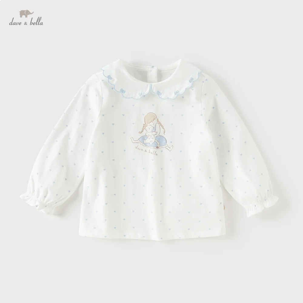 

Dave Bella Children Cotton T-shirt Girls Clothes Spring Autumn Long Sleeve Baby Cute Print Pullover Kids Bottoming Top DB1260448