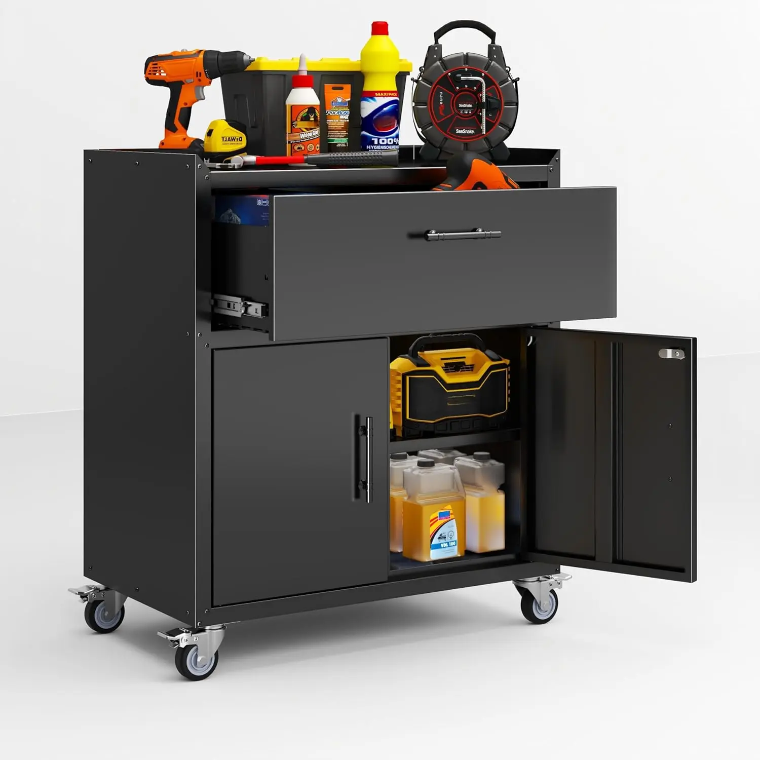 

Металлические шкафы для хранения с полками и выдвижными ящиками, металлическая передвижная тележка для хранения, регулируемая полка, органайзер для инструментов для гаража