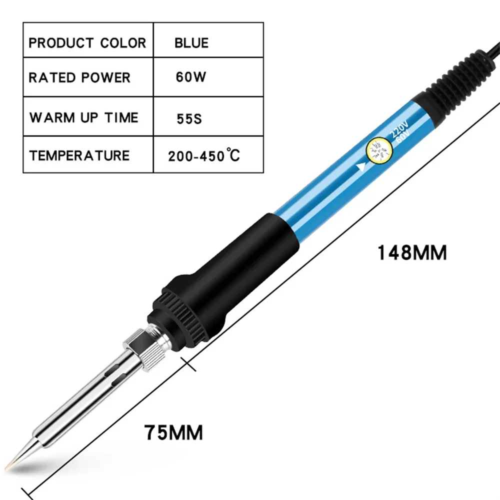 Set da 7 pezzi di saldatore elettrico a temperatura regolabile 220V 60W Set di saldatore elettrico strumento di riparazione per saldatura a saldare