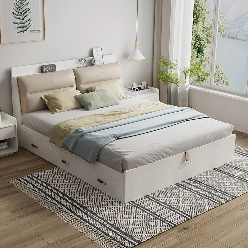 أثاث منزلي فردي لفندق جدار ميرفي أوك تصميمات غرفة مزدوجة سرير حديث للفتيات بحجم كينج فاخر مع صندوق