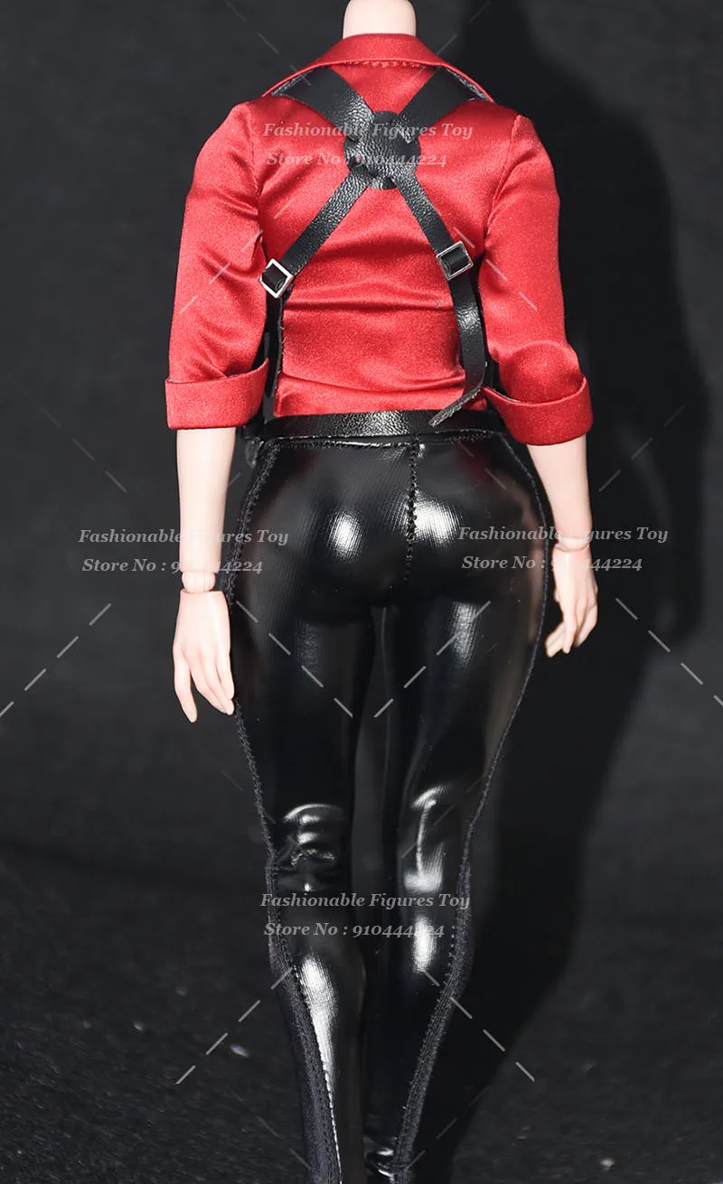 Camisa de satén de soldado Ada Wong para mujer, vestido con abertura larga, collar, cinturón, funda para pistola, accesorios aptos para modelo de figura de acción de 12 ", 1/6