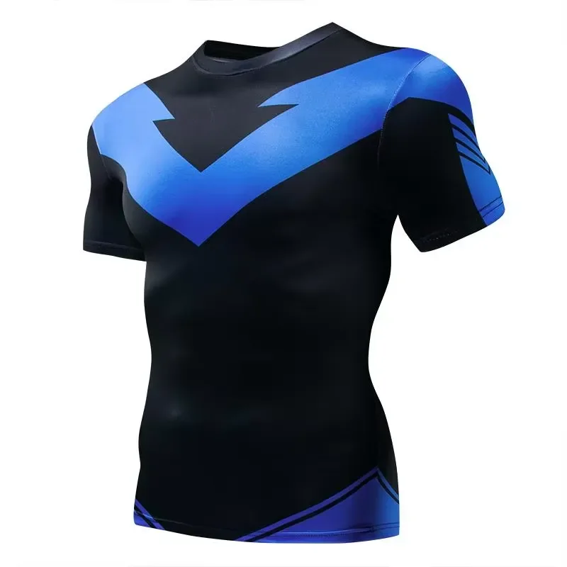 3D Printed Casual Long Sleeve 2026 Men Compression T Shirt Nightwing Gym Rash Guard Boxing Training Quick Dry Running Sports view 2