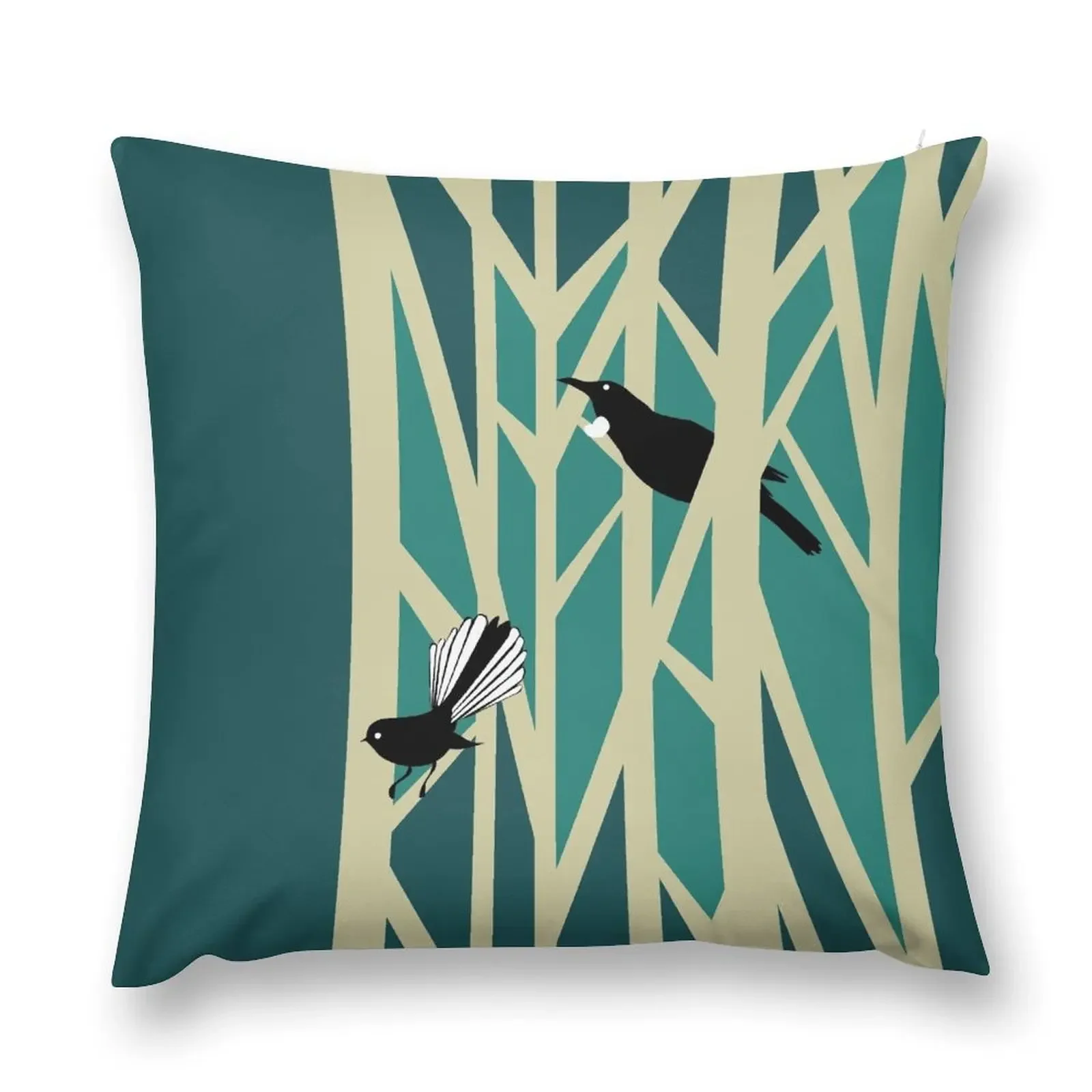 

Tui and Fantail on Trees Throw Pillow Sofa Cushions New year bed pillows luxury decor pillow