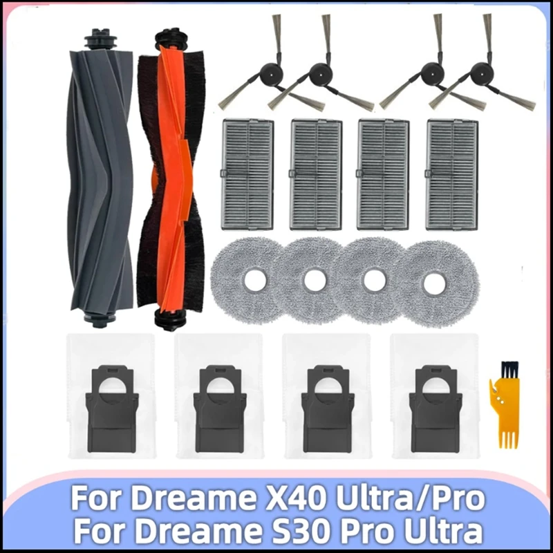 

19 шт. для Dreame X40 Ultra / S30 Pro Запчасти для робота-пылесоса моющиеся фильтры с основной боковой щеткой, пылесборник, швабра