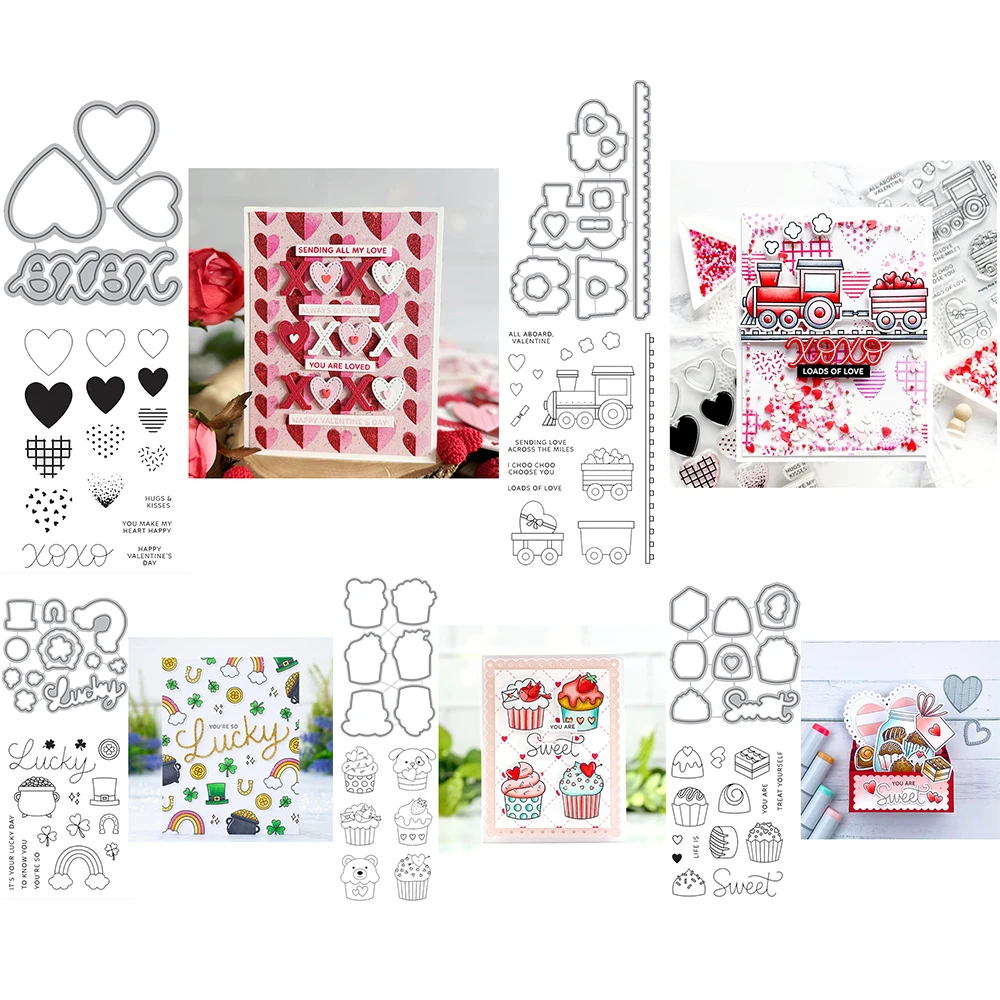 

Xoxo Love Train Cutting Dies Sweet Cupcake Clear Stamp Set for Diy Scrapbooking Valentine Shaker Card Making Template 2025