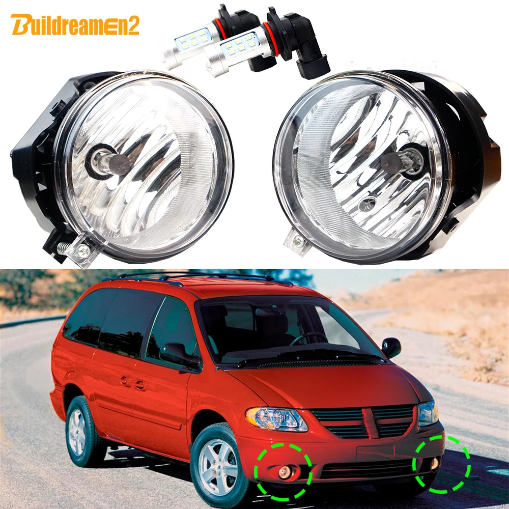 2 Pieces Car External Fog Light Accessories Lampshade with LED Bulbs White 21W For Dodge Caravan 2005 2006 2007