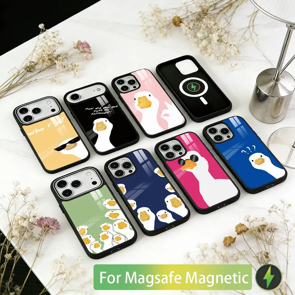 

Чехол для телефона Duck Phone Case для iPhone 17, 16, 15, 14, 13, 12, 11 Plus, Pro, магнитный, с беспроводной зарядкой MagSafe