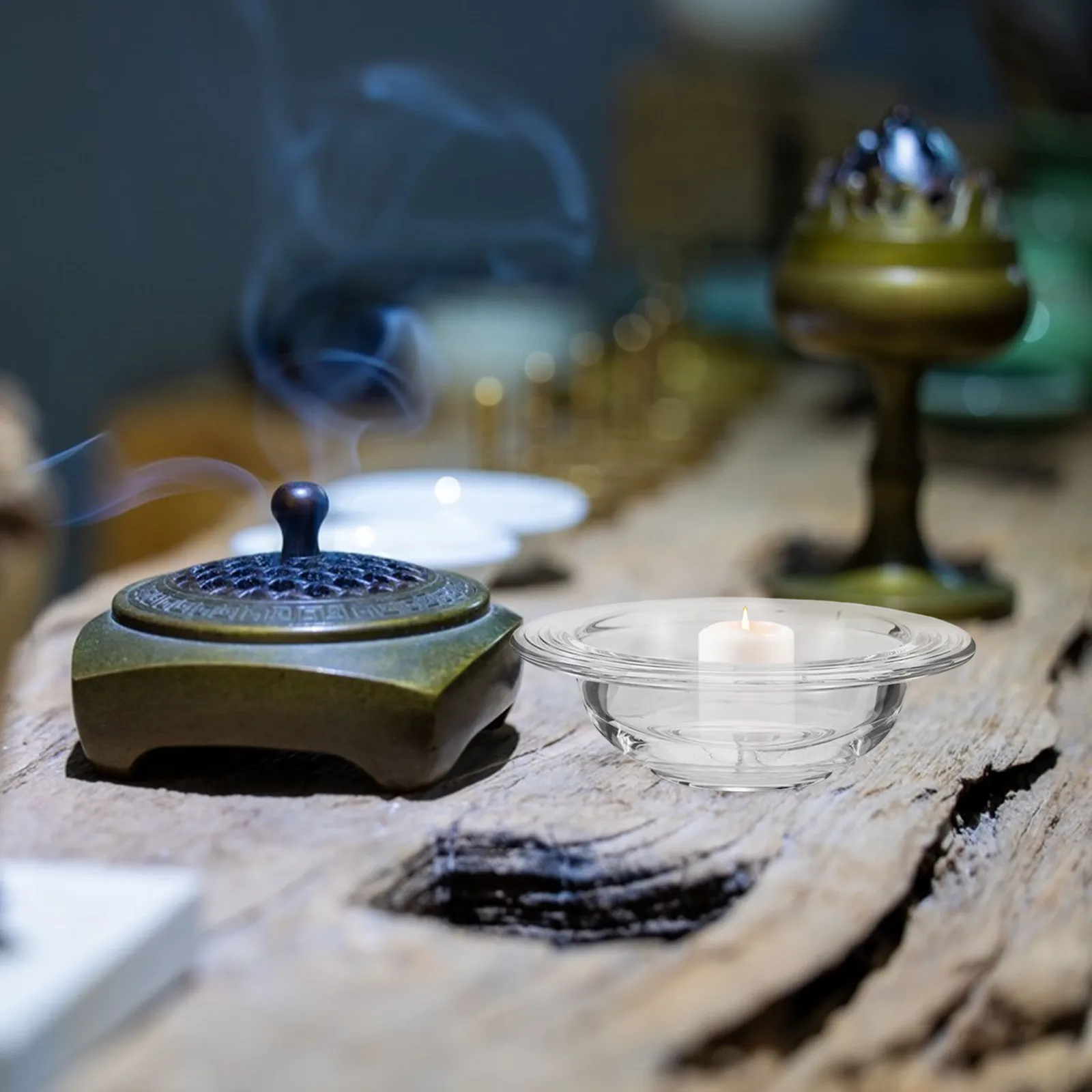 4Pcs Replacement Wax Dish 4 Inch Glass Wax Melt Burner Plate for Home Decor Essential Oil Diffuser Warm Relaxing Aroma