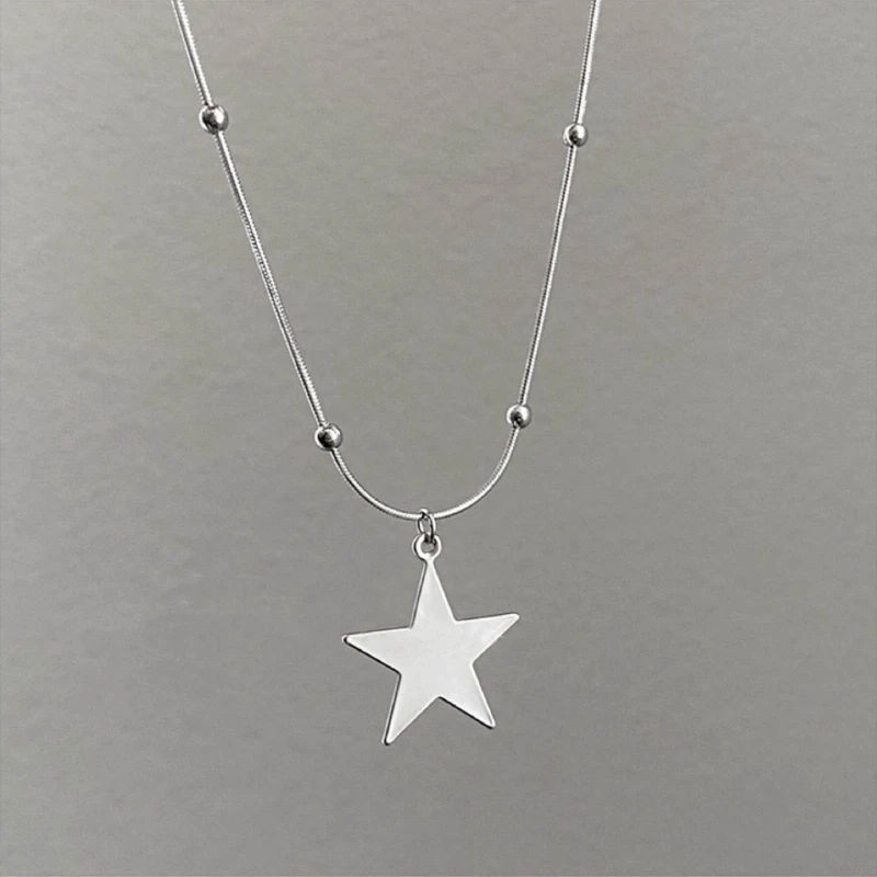 Star Pendant Necklaces Elegant Star Chain Necklace Y2k Star Neck Jewelry Stainless Steel Material Perfect for Women Girl