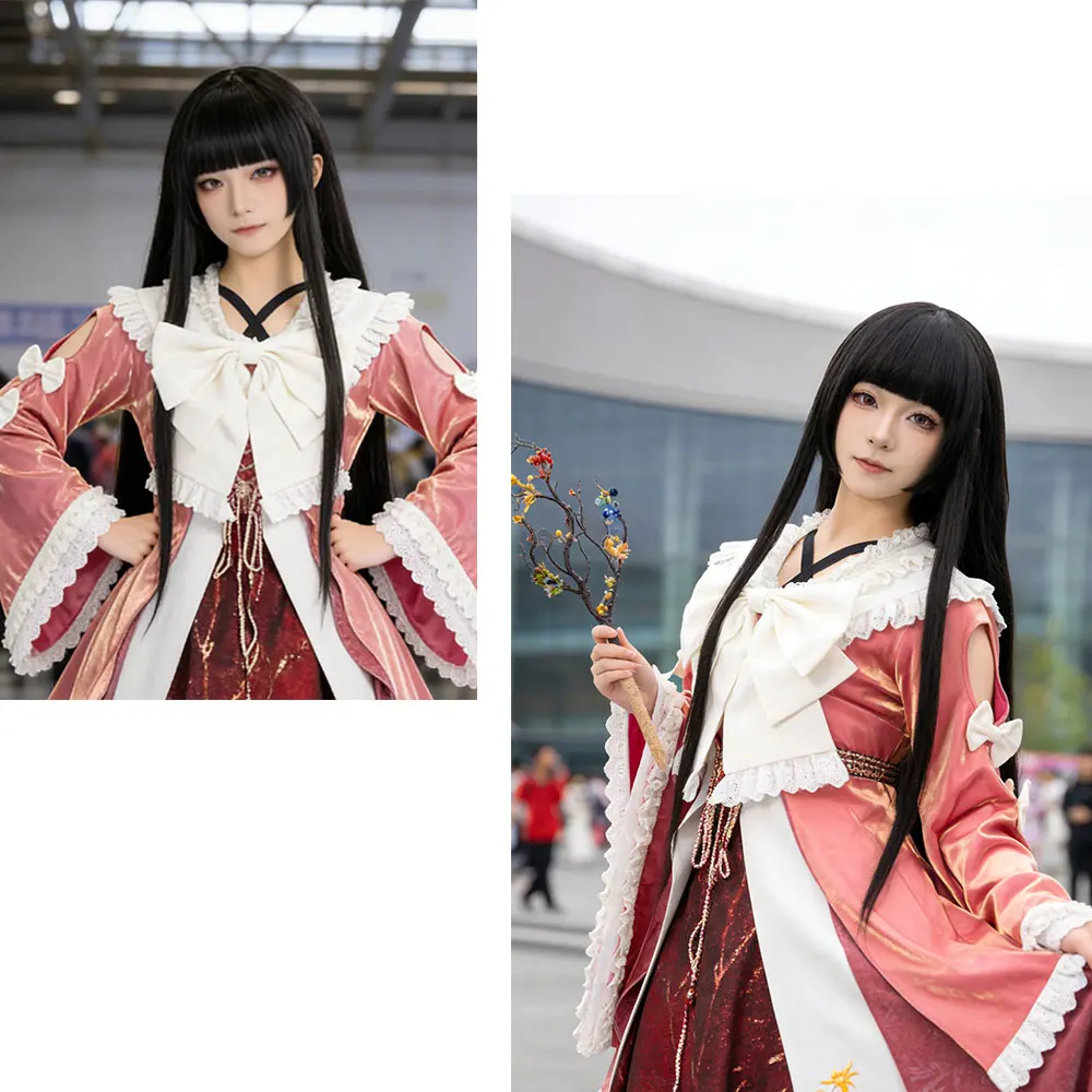 Kaguya Houraisan Cosplay Wig HSIU 100cm Black Long Hair Heat Resistant Synthetic Hair Anime Game Cosplay Wig