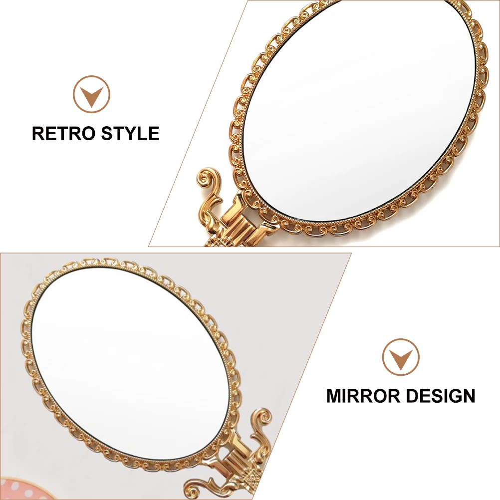 

1Pcs Mirror Handheld Retro Style Makeup Accessory Cinnamon Finish Lightweight Travel-Friendly Mirror Clear Definition